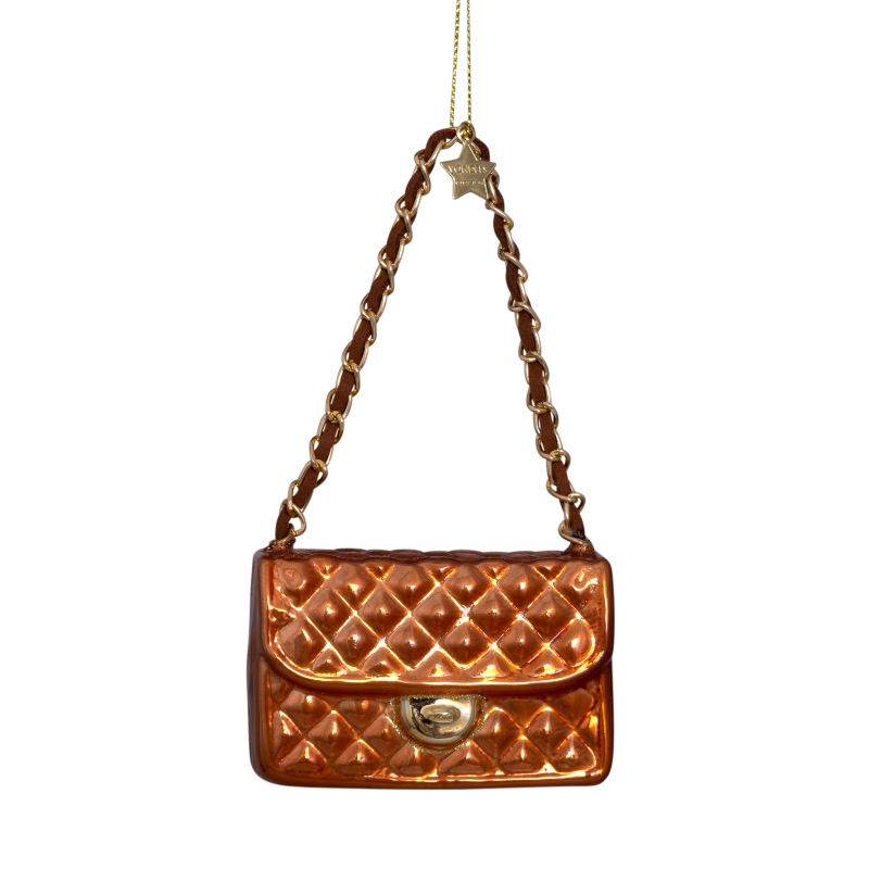 Eglītes rotājums Vondels glass mid brown opal fashion bag H7cm