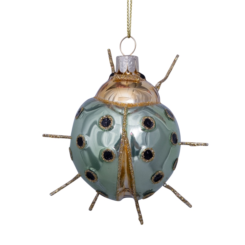 Eglītes rotājums Vondels glass soft green opal ladybug H4cm