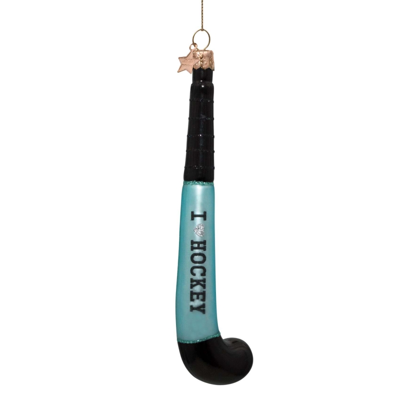 Eglītes rotājums Vondels glass blue/black hockey stick H14cm