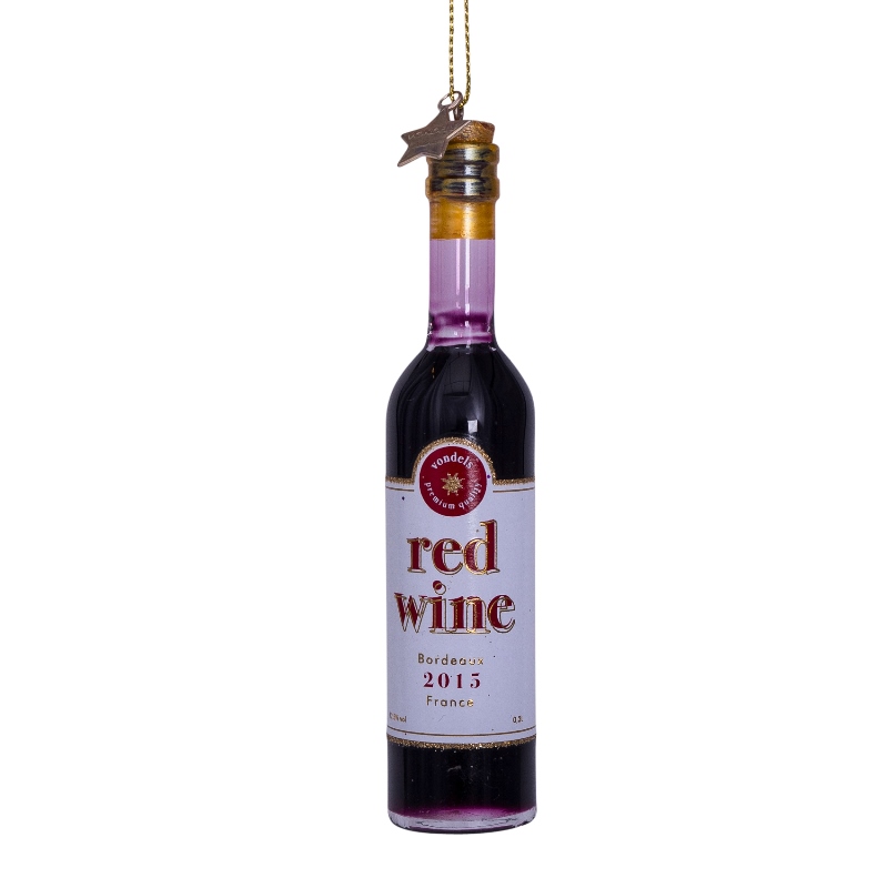 Eglītes rotājums Vondels glass red wine bottle H11cm