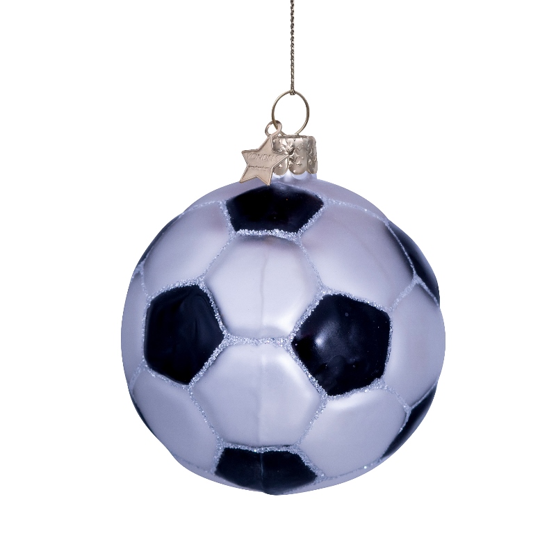 Eglītes rotājums Vondels glass white/black glitter football H7cm - Image 2