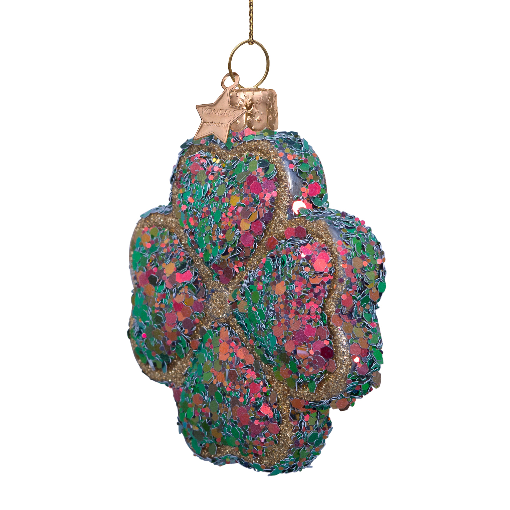 Eglītes rotājums Vondels glass multi four leaf clover H8cm - Image 3