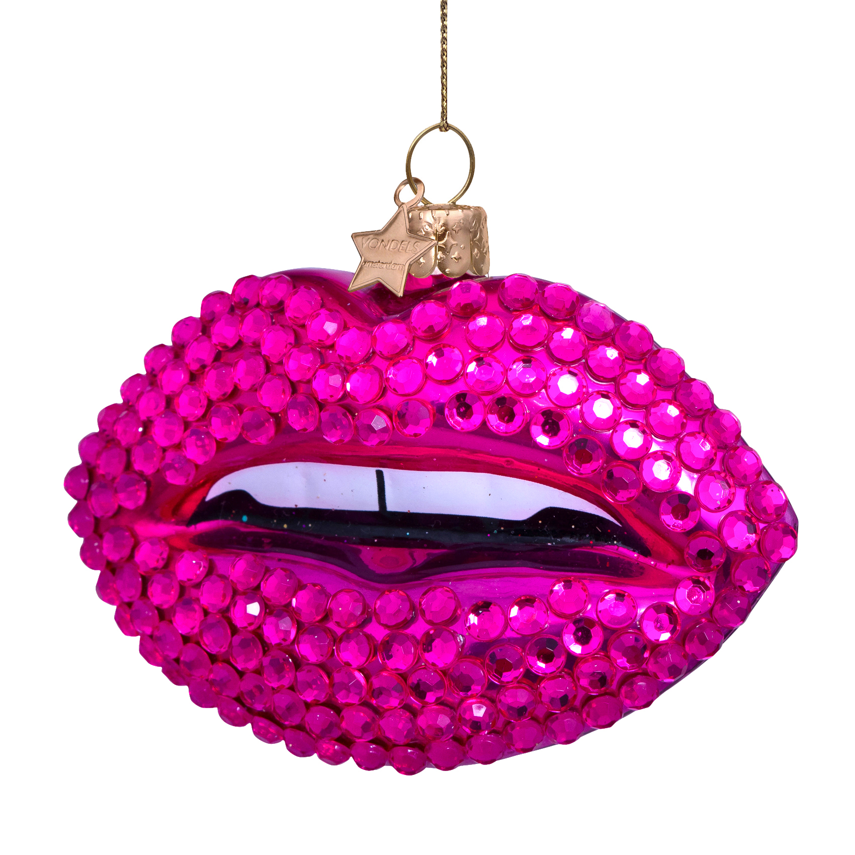 Eglītes rotājums Vondels glass rapsberry pink lips w/all diamonds H6.5cm - Image 2