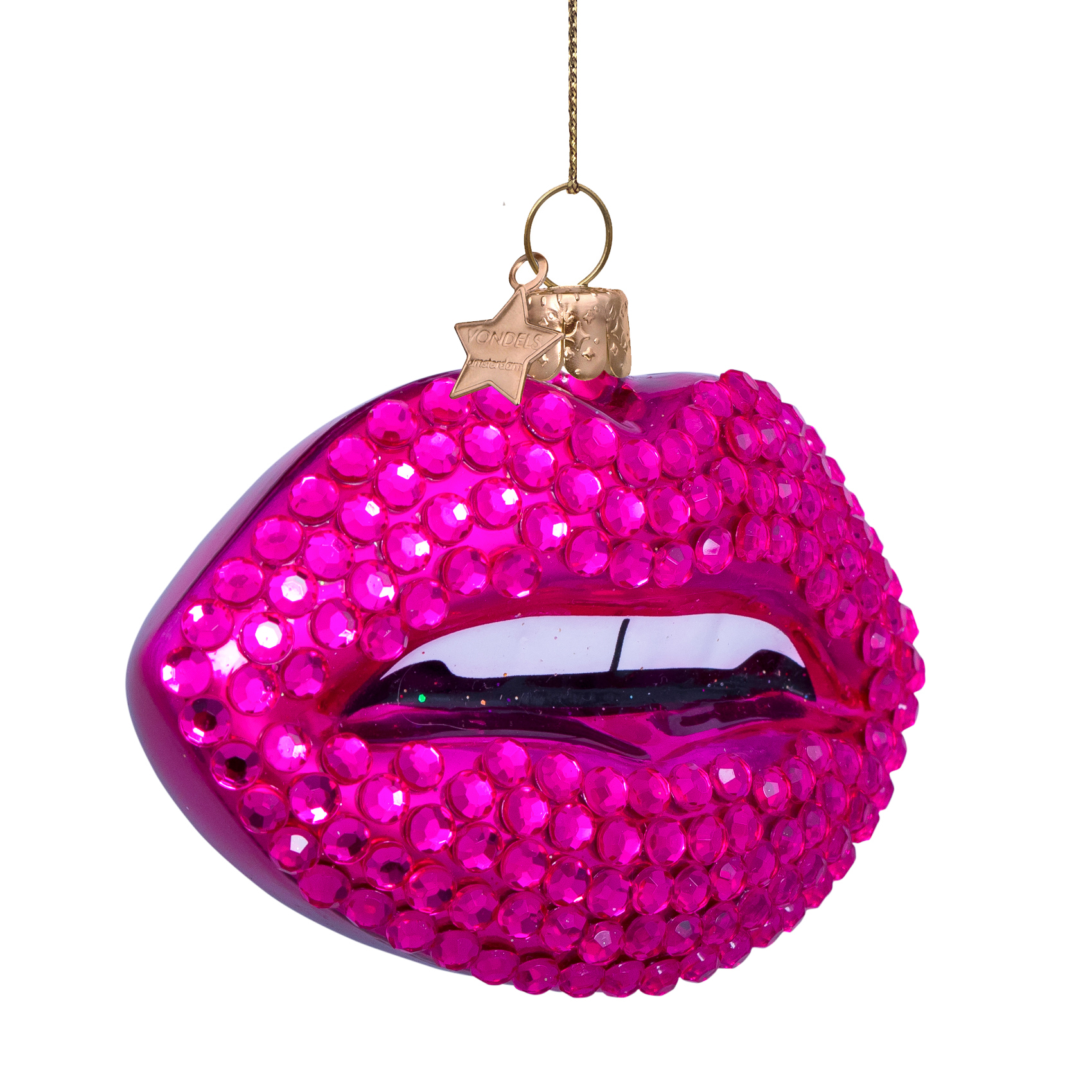 Eglītes rotājums Vondels glass rapsberry pink lips w/all diamonds H6.5cm - Image 4