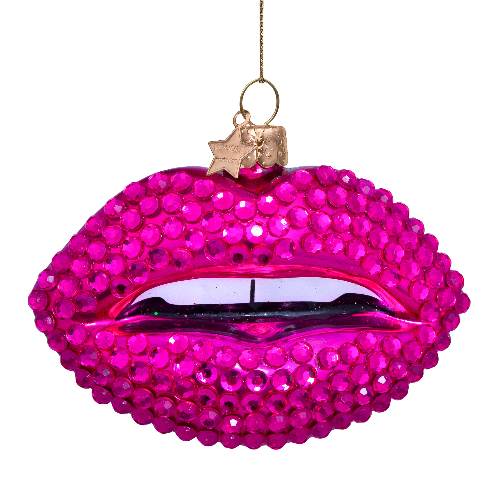 Eglītes rotājums Vondels glass rapsberry pink lips w/all diamonds H6.5cm
