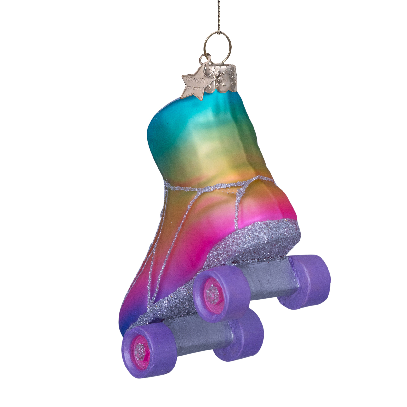 Eglītes rotājums Vondels Glass multi soft color rainbow skate H8cm - Image 3