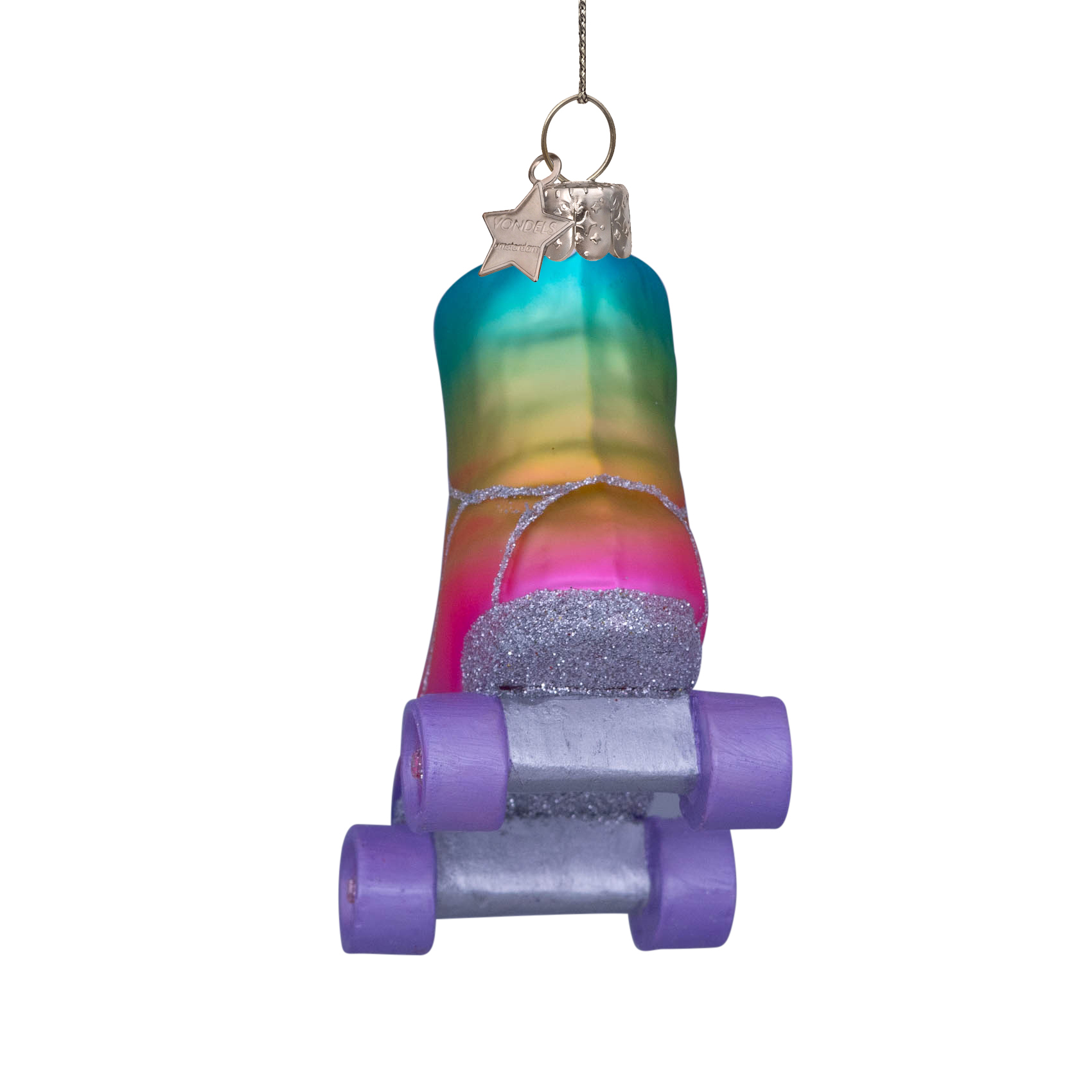 Eglītes rotājums Vondels Glass multi soft color rainbow skate H8cm - Image 2