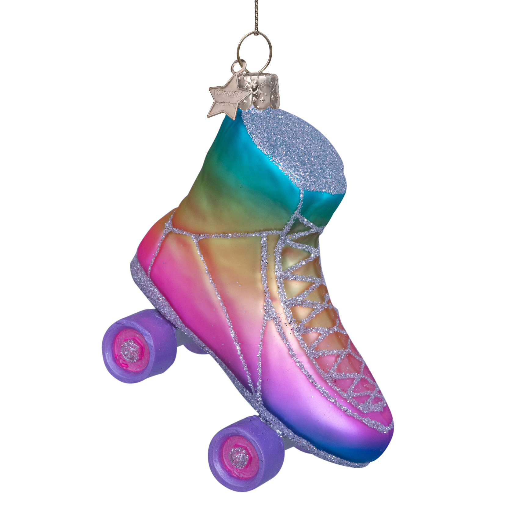 Eglītes rotājums Vondels Glass multi soft color rainbow skate H8cm