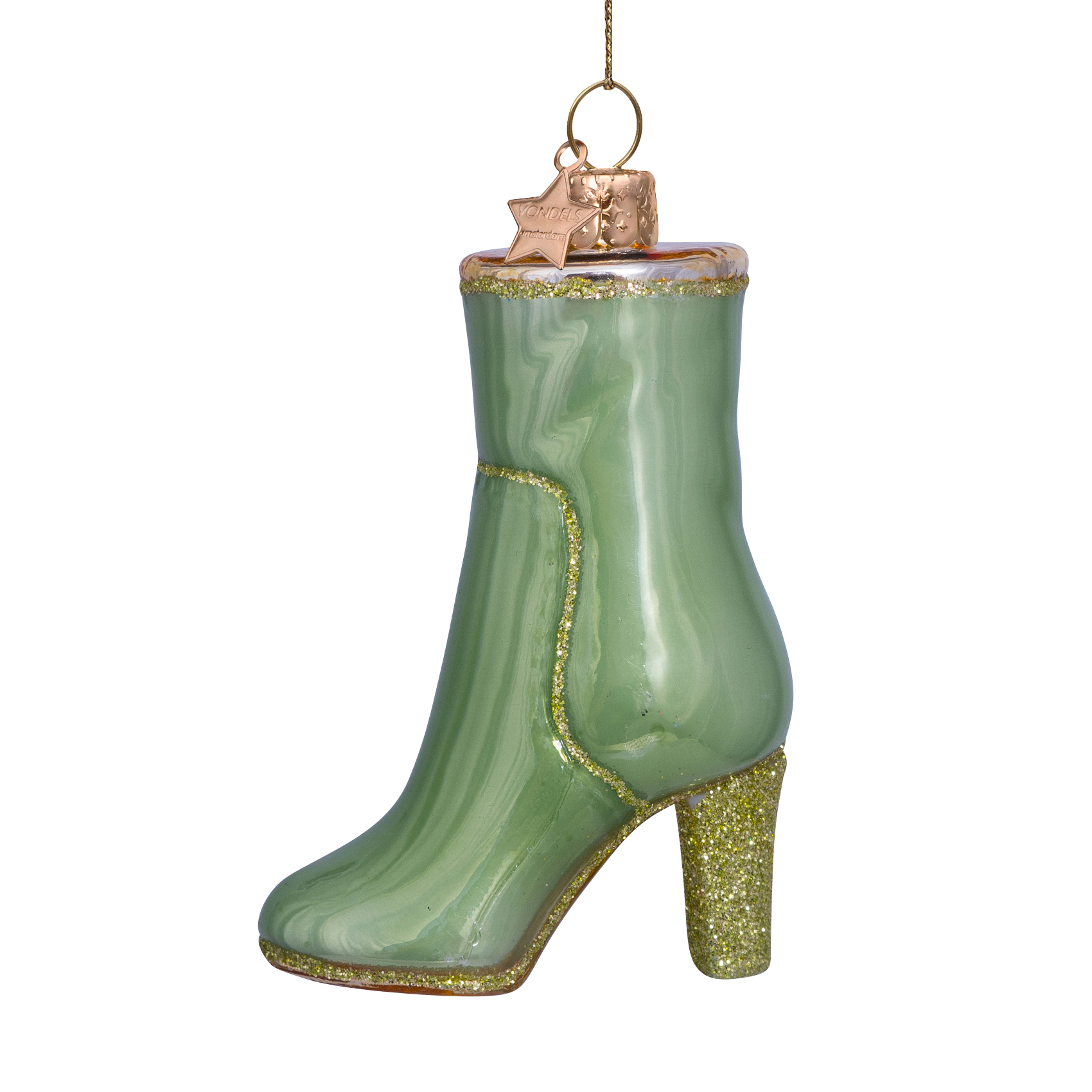 Eglītes rotājums Vondels glass soft green short boot H9cm - Image 4