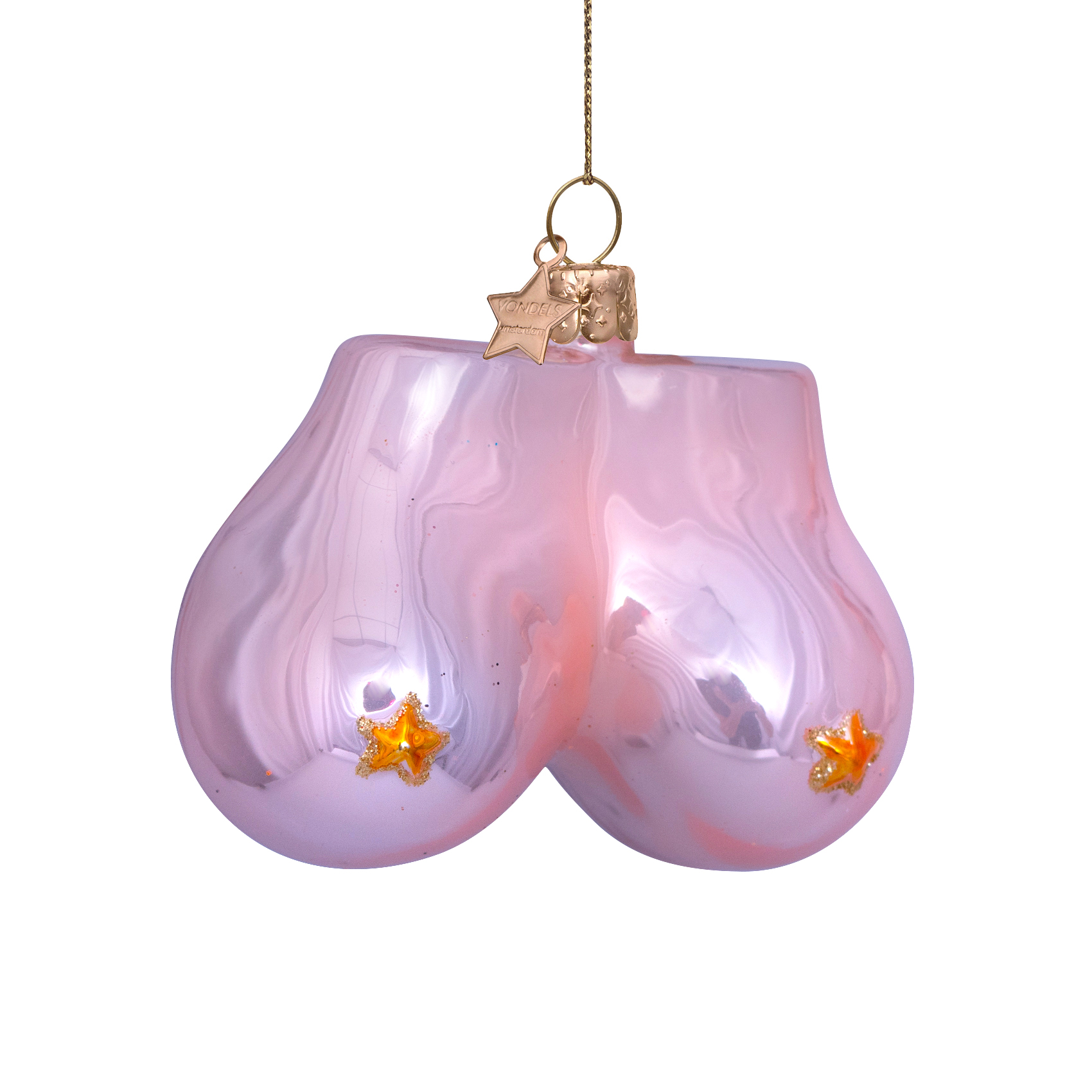 Eglītes rotājums Vondels glass mid pink opal boobs w/star H7cm - Image 5