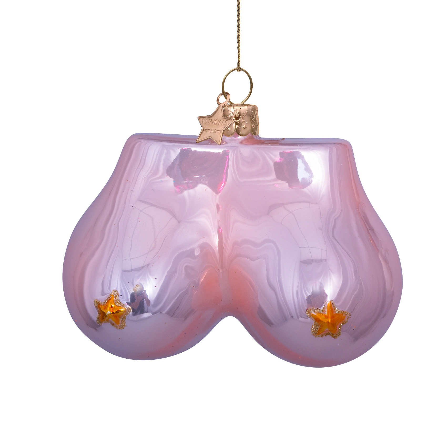 Eglītes rotājums Vondels glass mid pink opal boobs w/star H7cm
