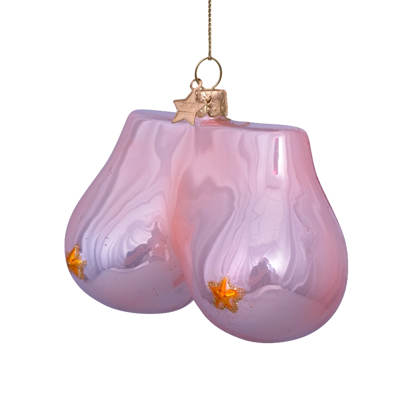 Eglītes rotājums Vondels glass mid pink opal boobs w/star H7cm - Image 2