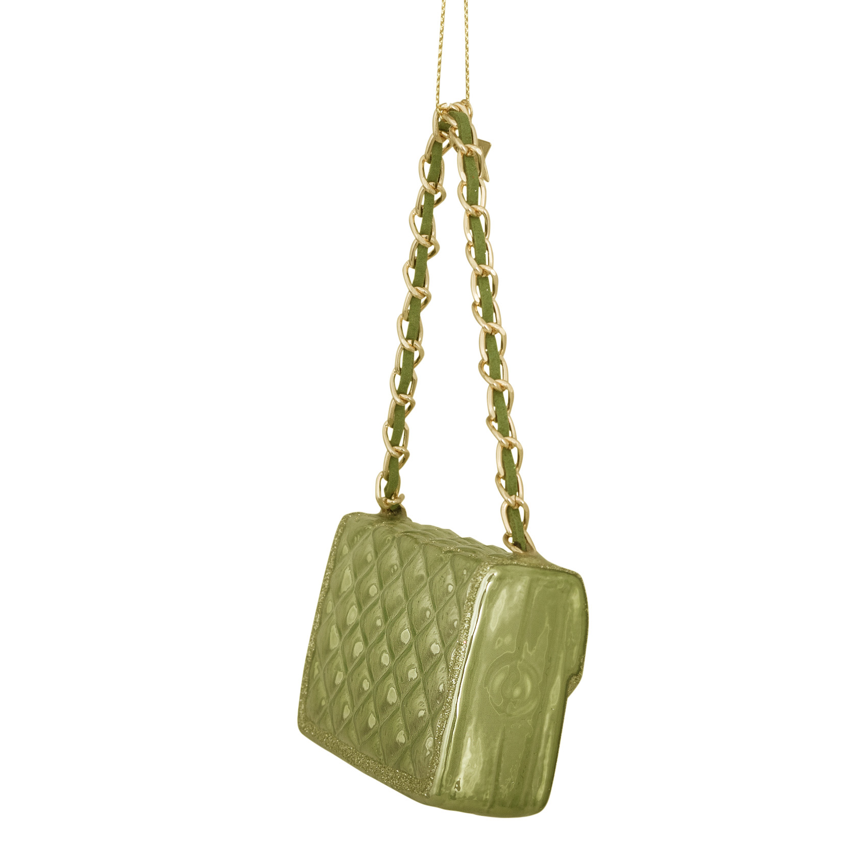Eglītes rotājums Vondels glass soft green opal fashion bag H5cm - Image 4