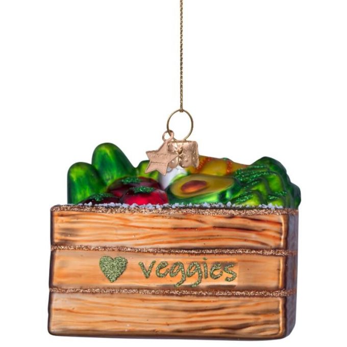 Eglīšu rotājums VONDELS glass multicolor vegetable box H6.5cm In stock