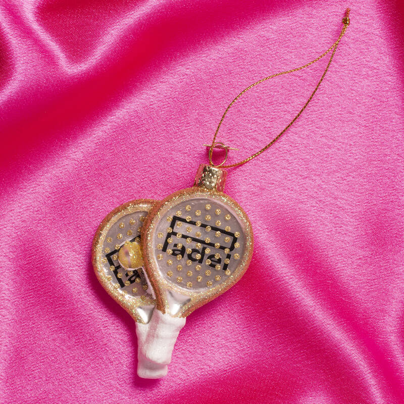 Eglīšu rotājums VONDELS glass opal soft pink padel racket H9.5cm - Image 2