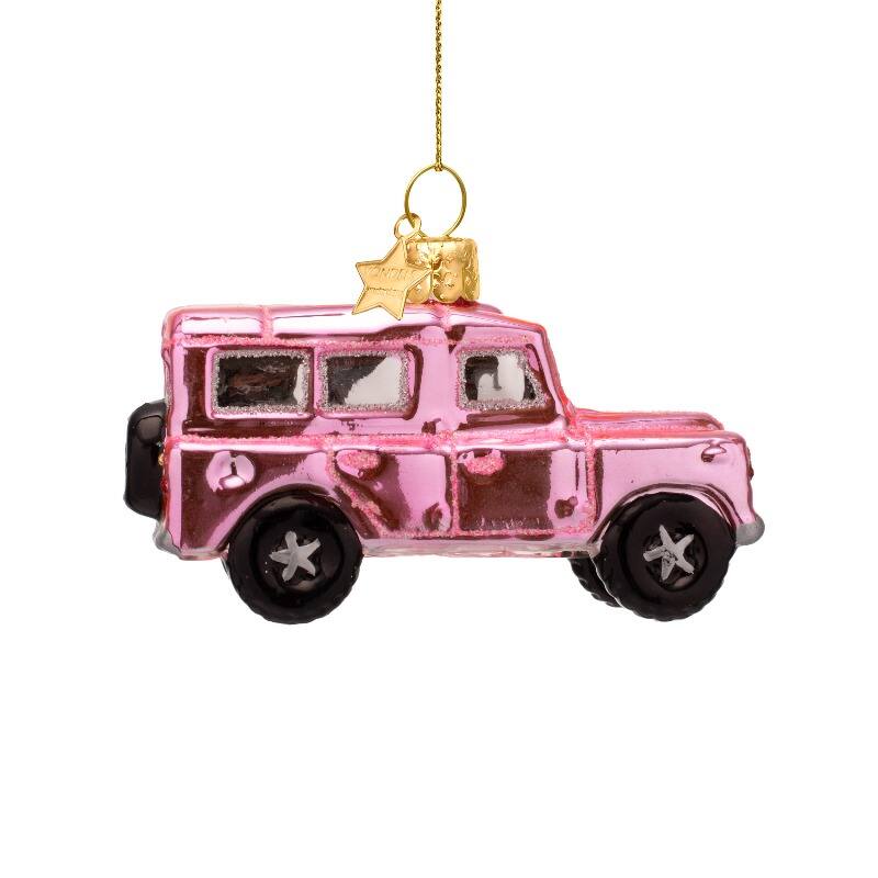 Eglīšu rotājums VONDELS glass shiny bubblegum pink SUV car H6cm