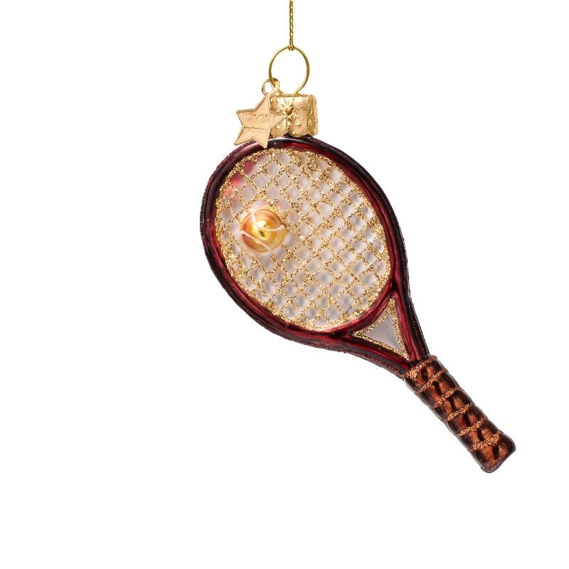 Eglīšu rotājums VONDELS glass burgundy tennis racket H10cm