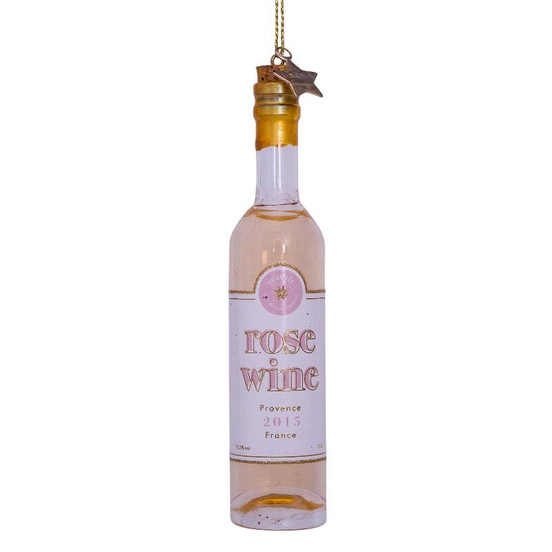 Eglīšu rotājums VONDELS glass rose wine bottle H11cm