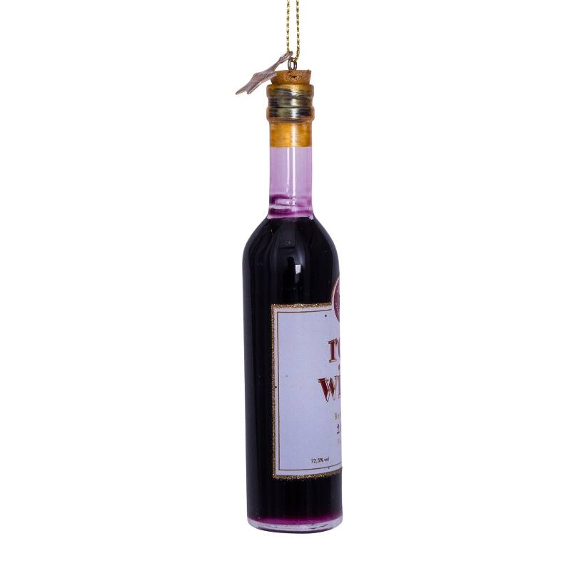 Eglīšu rotājums VONDELS glass red wine bottle H11cm - Image 2