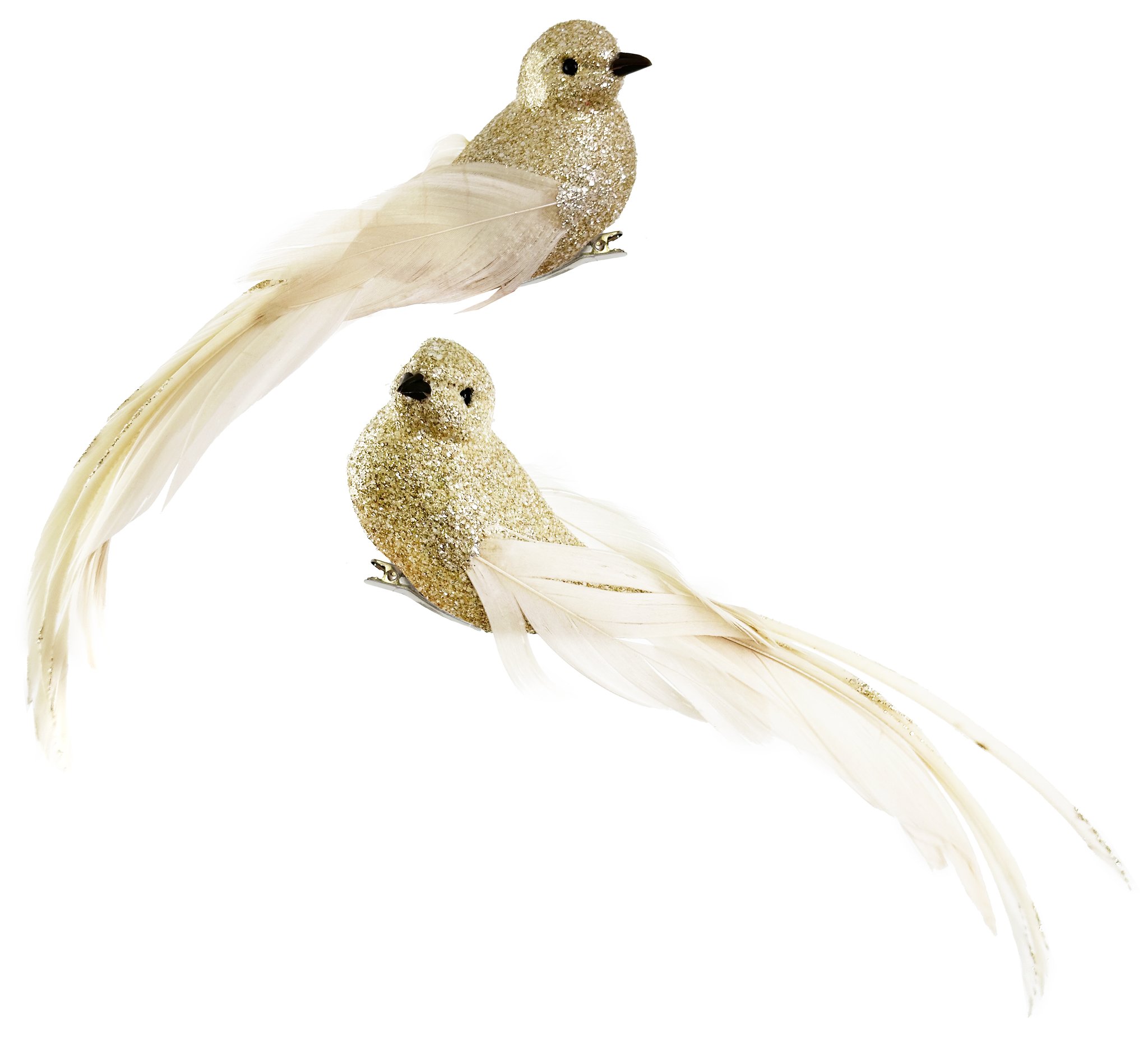 Eglīšu rotājums SHISHI Glitter feather bird cream