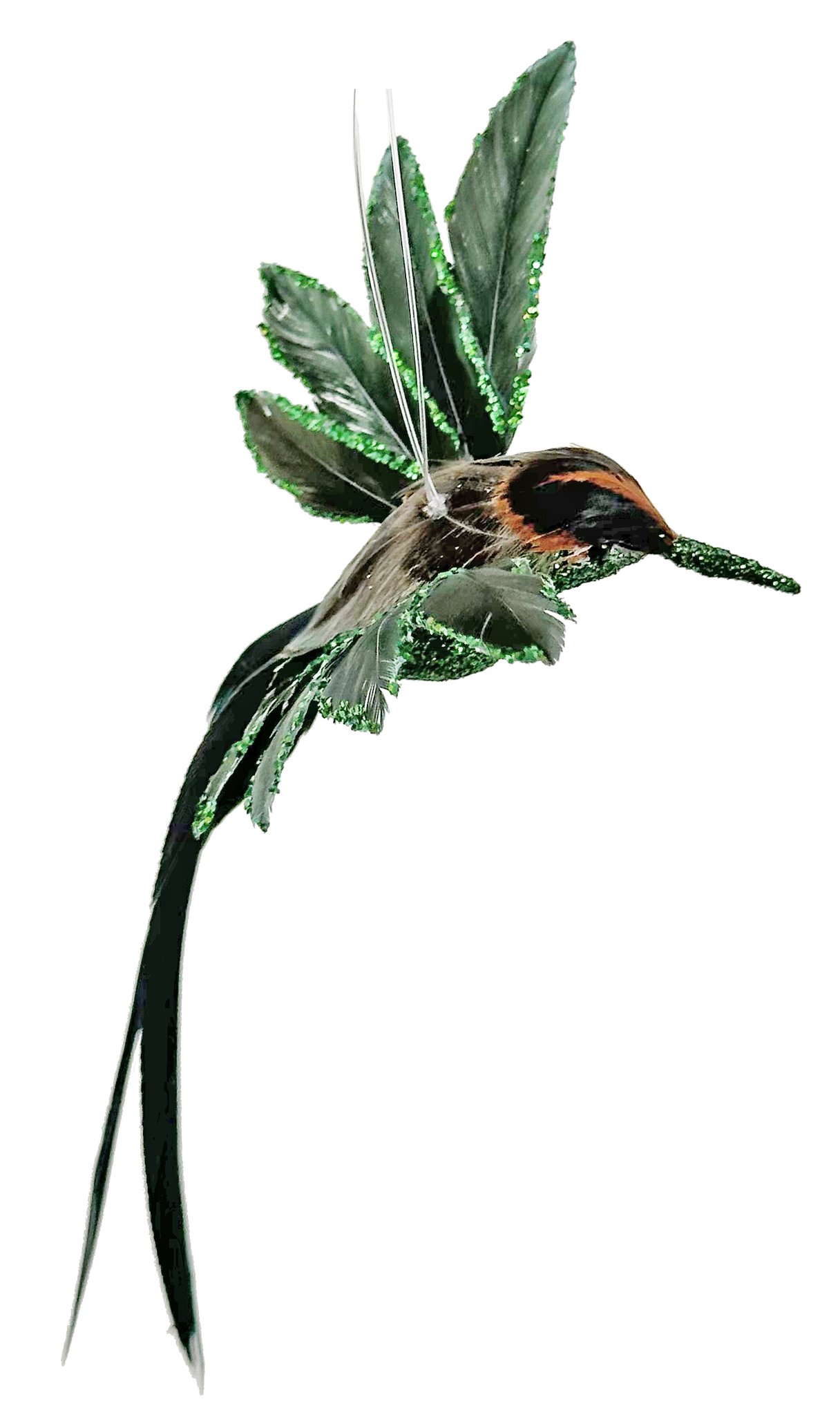 Eglīšu rotājums SHISHI Feather glitter colibri green