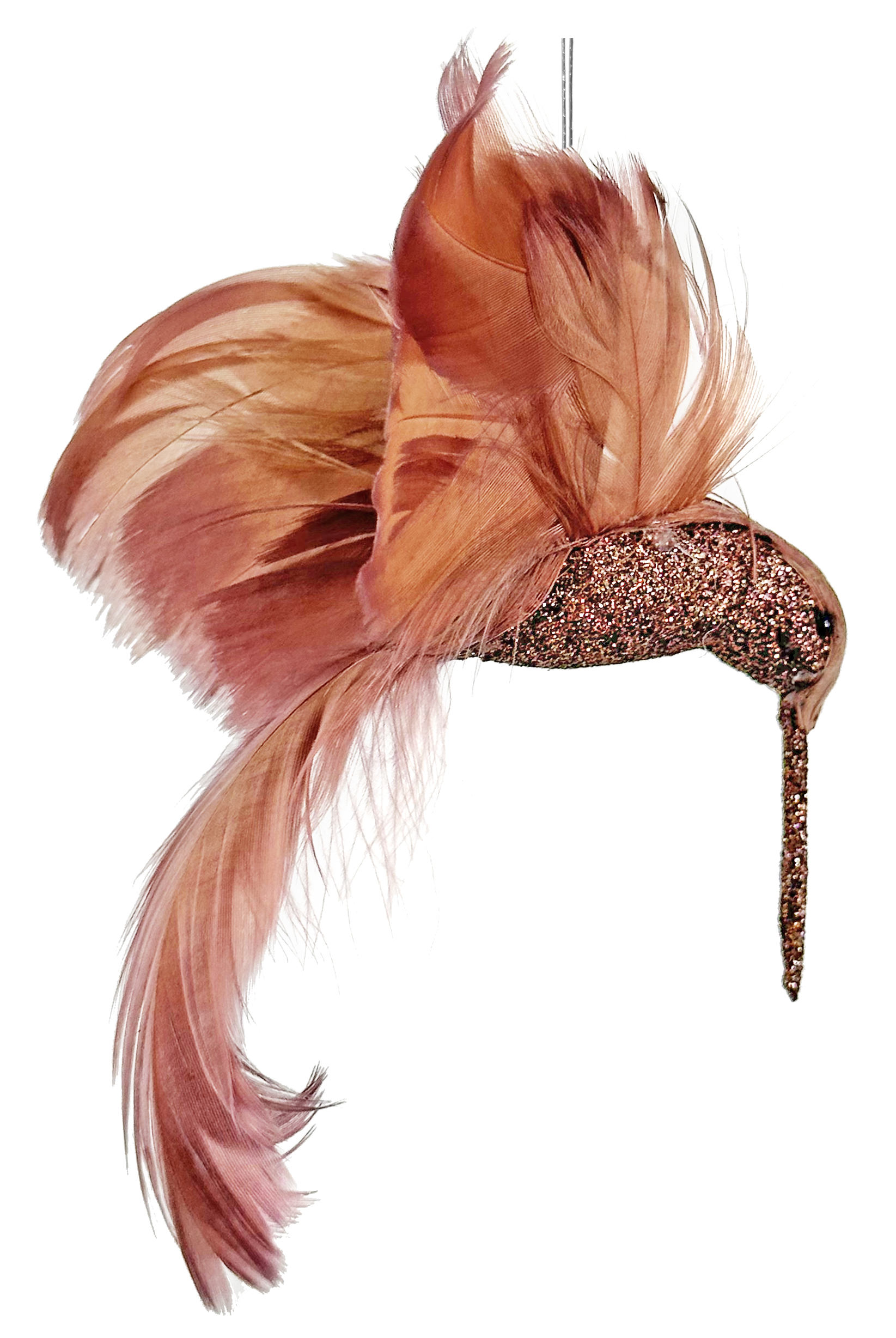 Eglīšu rotājums SHISHI Feather glitter colibri mauve