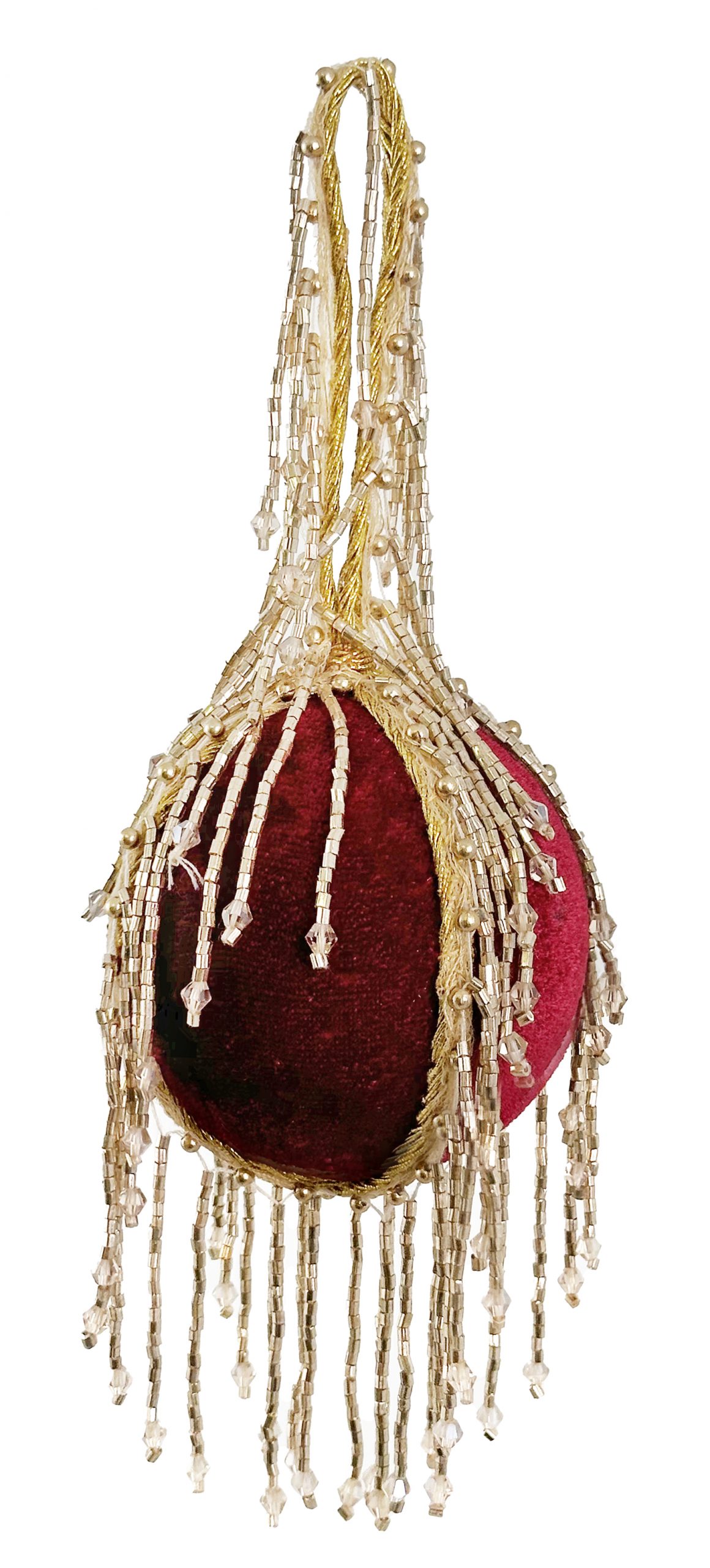 Eglīšu rotājums SHISHI Velvet ball gold bead fringe red gold 19cm