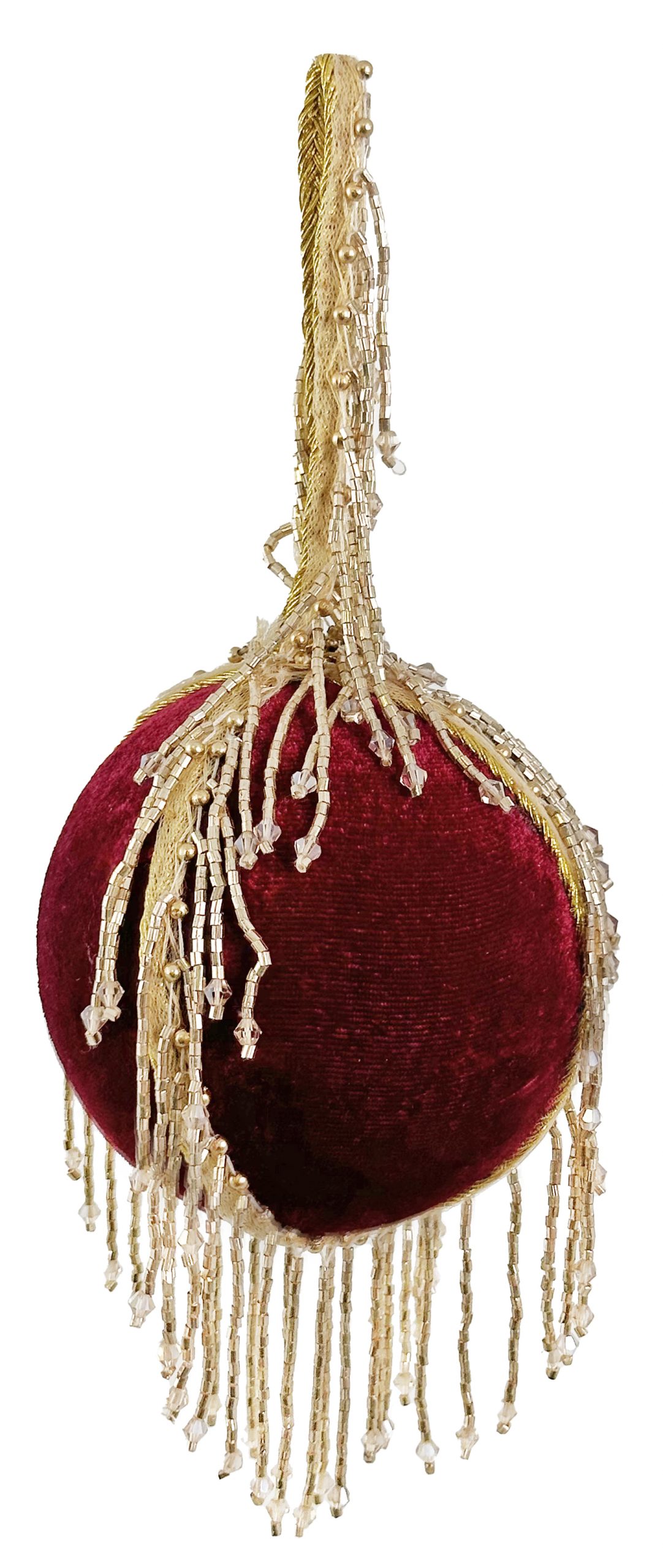 Eglīšu rotājums SHISHI Velvet ball gold bead fringe red gold 23cm