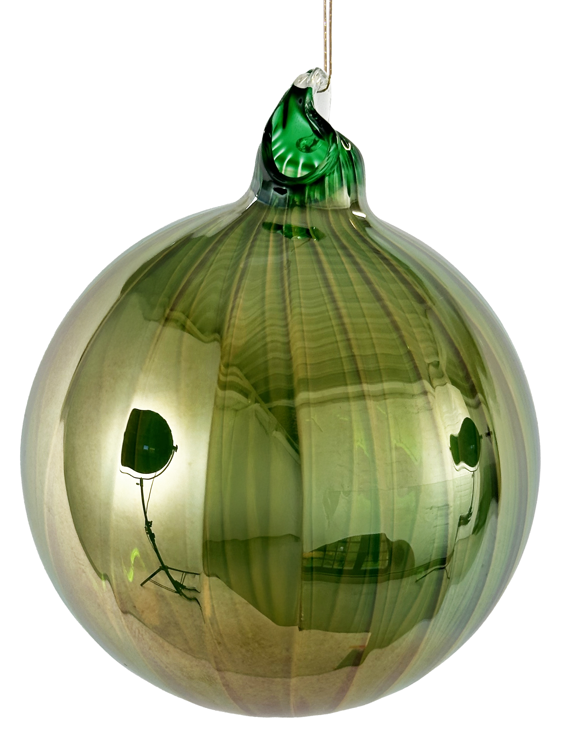 Eglīšu rotājums SHISHI Glass ball lined green gold lustered 8cm