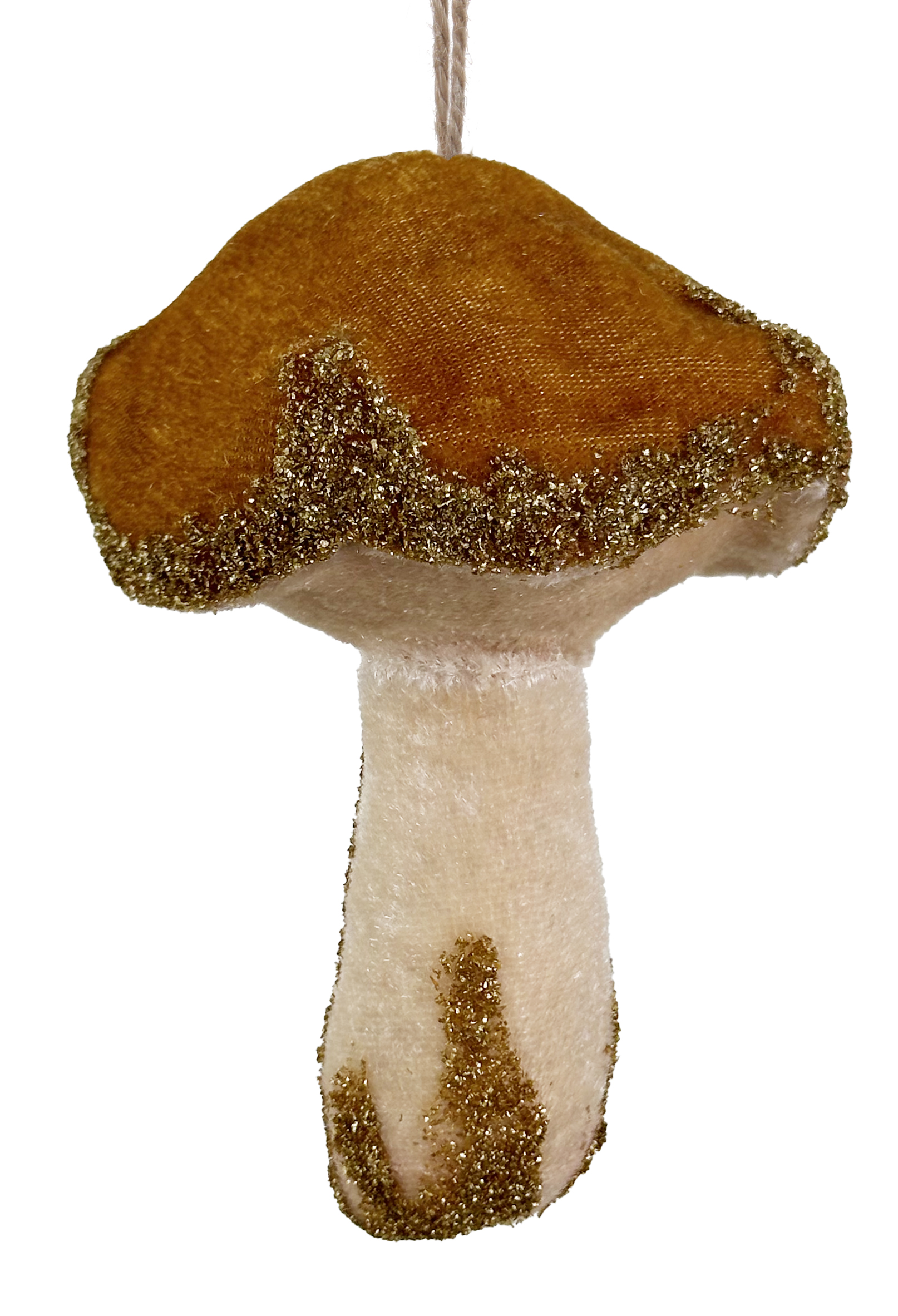 Eglīšu rotājums SHISHI Velvet mushroom yellow glittered 10cm