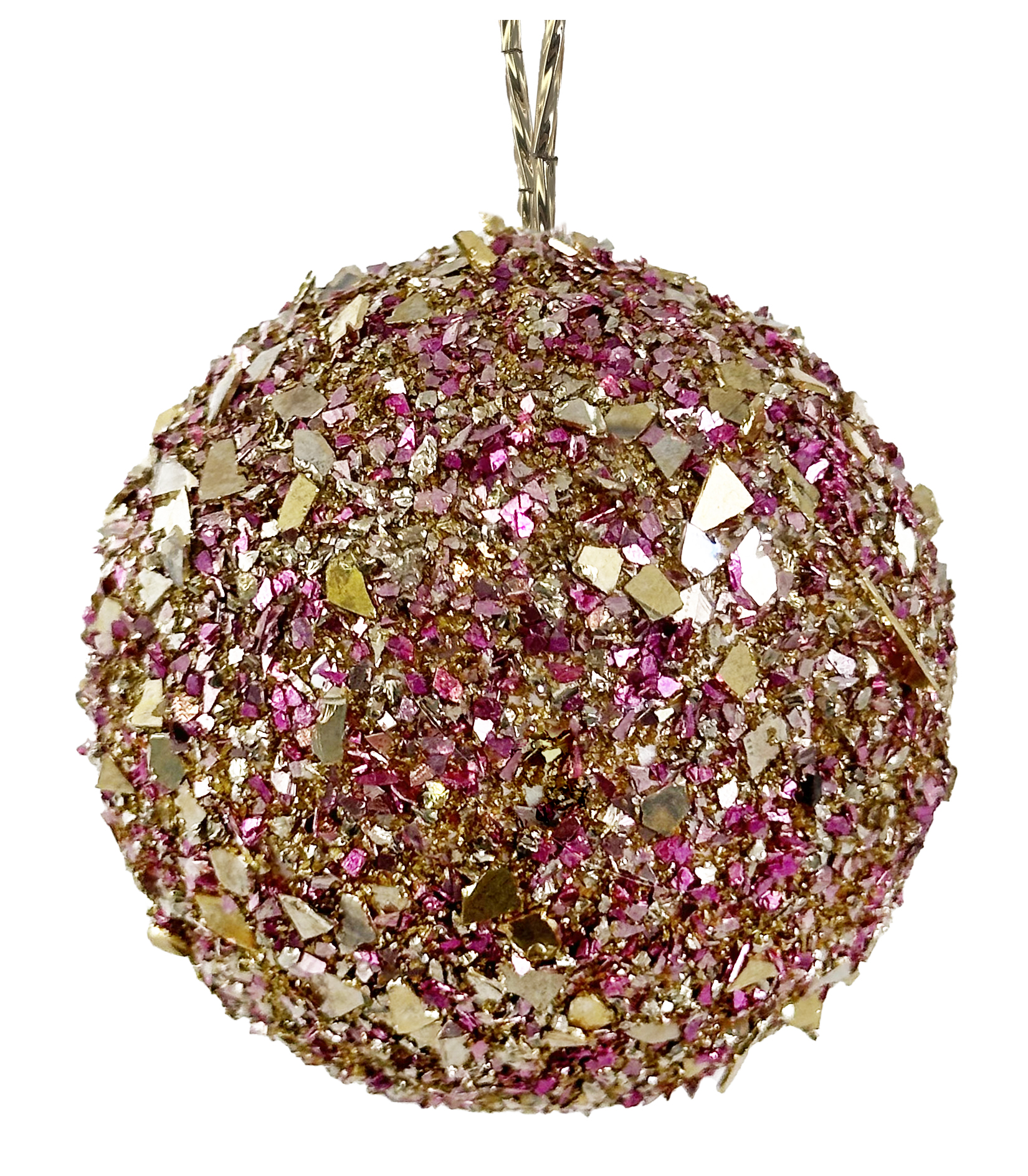 Eglīšu rotājums SHISHI Glitter flakes ball gold pink 6cm
