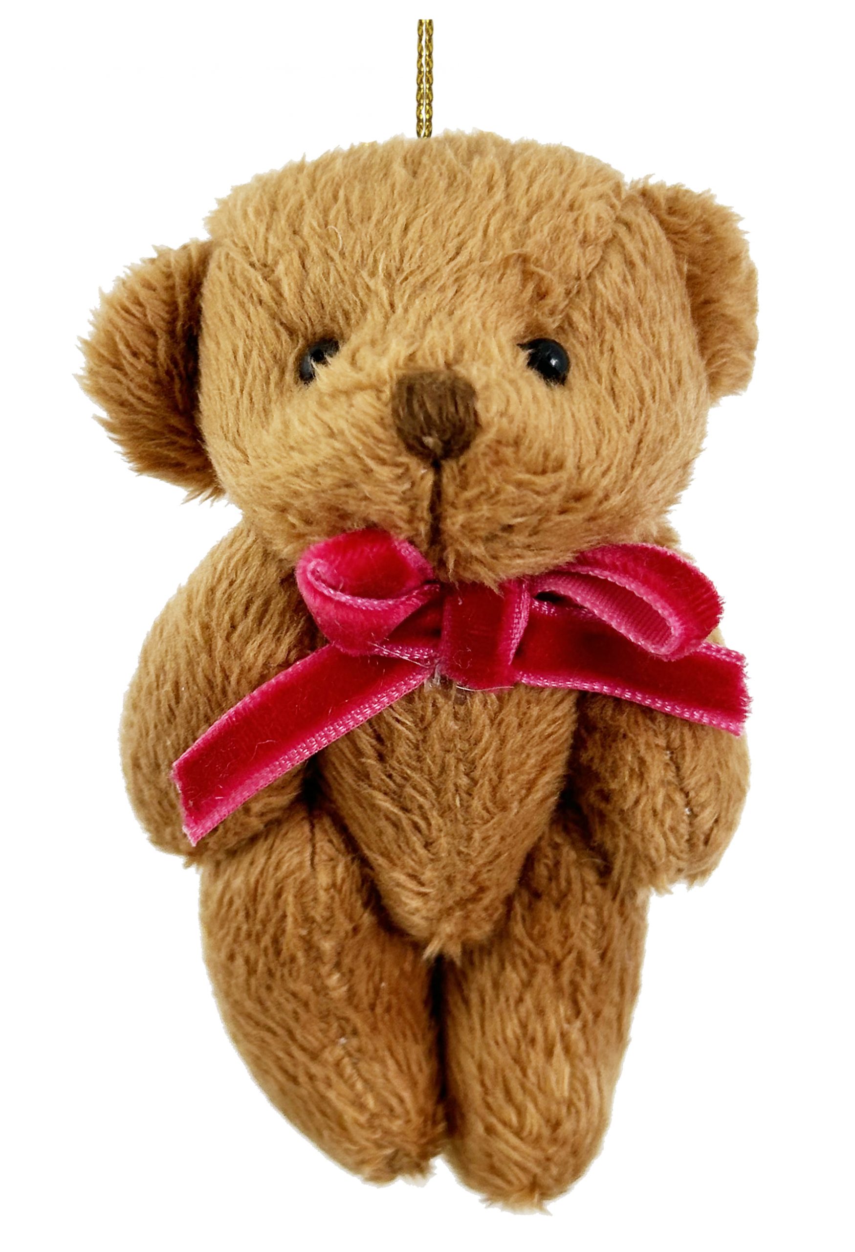 Eglīšu rotājums SHISHI Teddy bear brown red velvet bow 9cm