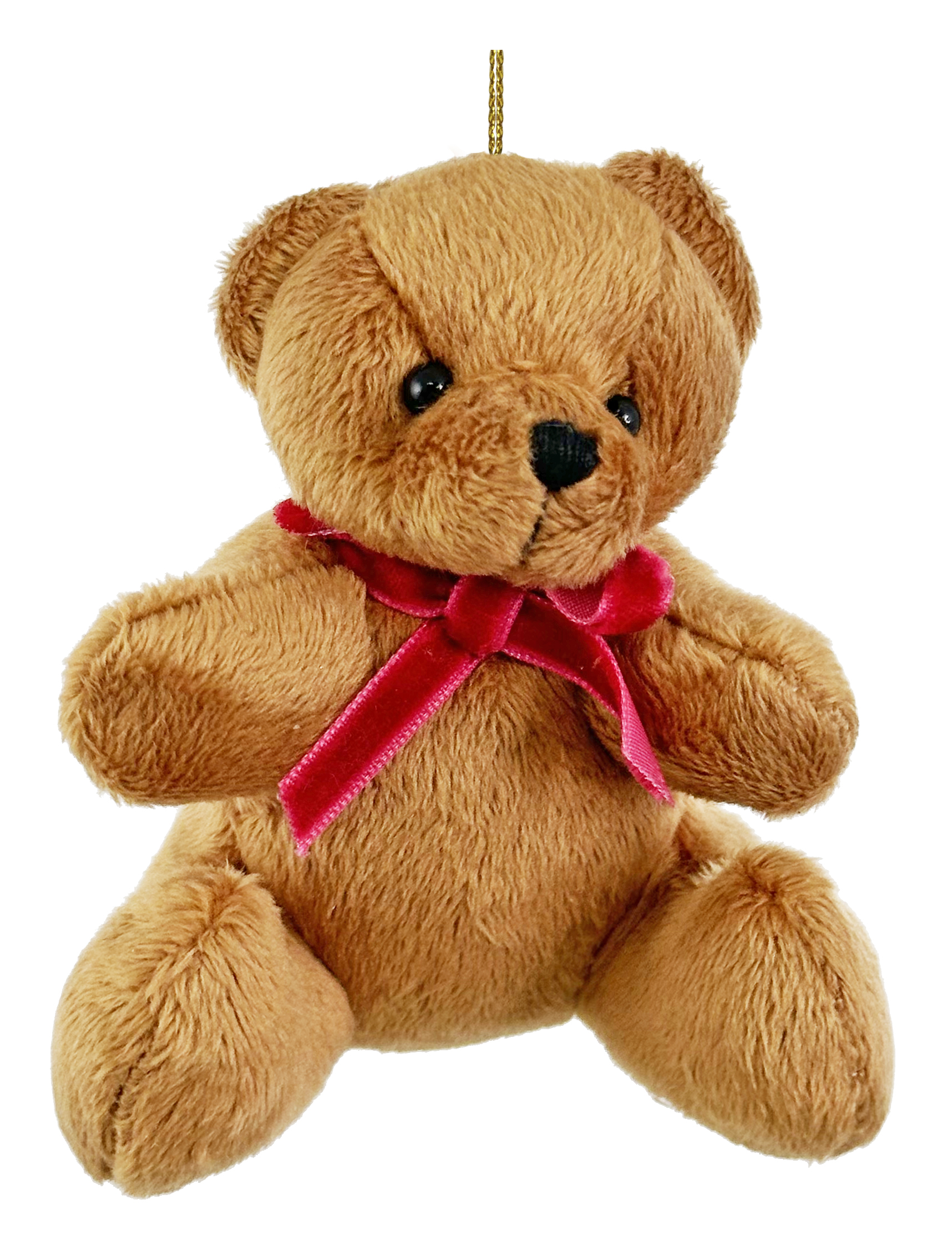 Eglīšu rotājums SHISHI Teddy bear sitting brown red velvet bow 10cm