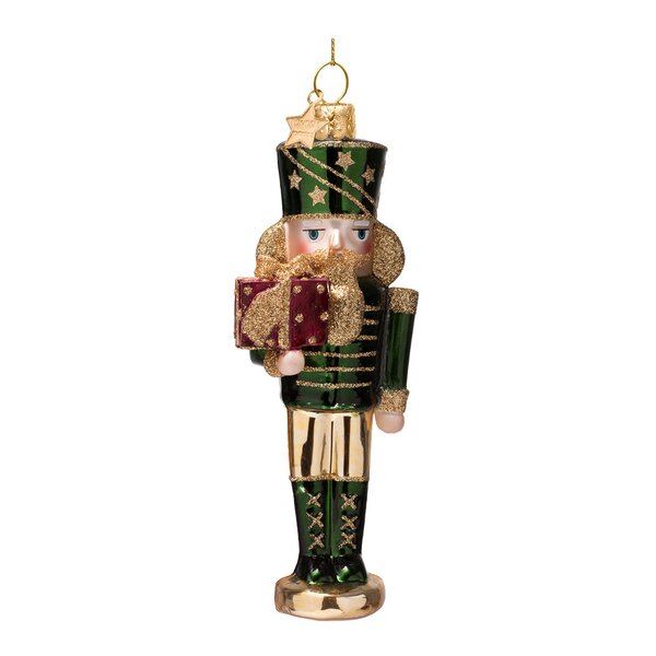 Eglīšu rotājums VONDELS glass night green nutcracker H16.5cm