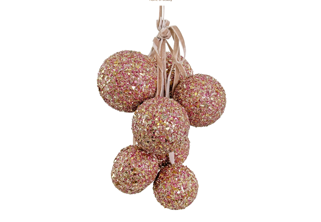 Eglīšu rotājums SHISHI Ball bundle8 pink velvet ribbon 30cm