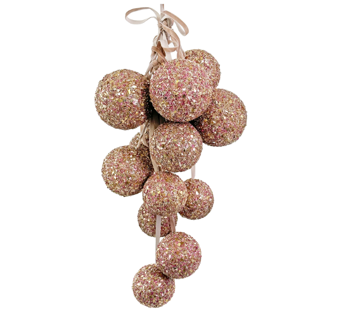 Eglīšu rotājums SHISHI Ball bundle13 pink velvet ribbon 40cm