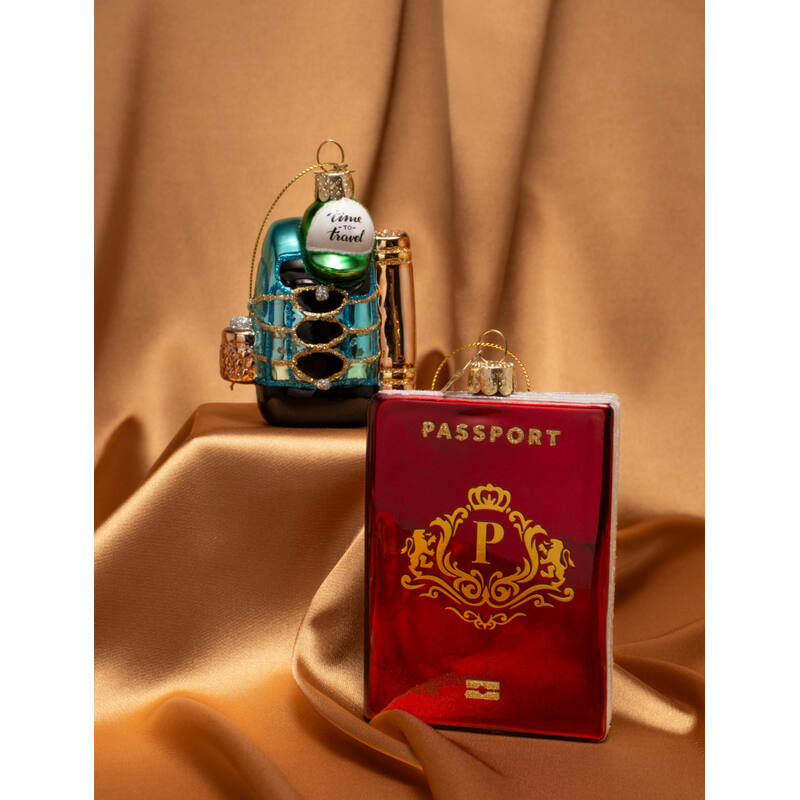 Eglīšu rotājums Ornament glass red passport H10.5cm - Image 2