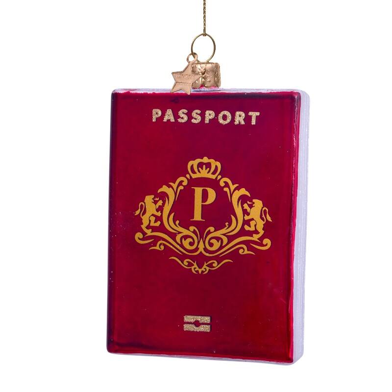 Eglīšu rotājums Ornament glass red passport H10.5cm