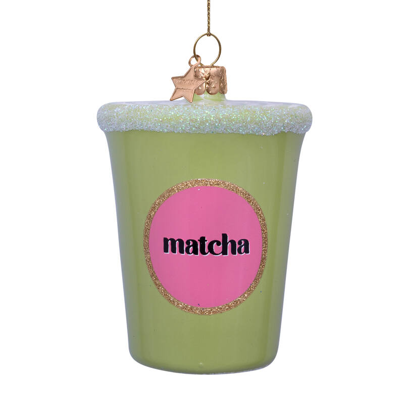 Eglīšu rotājums Ornament glass Matcha tea latte H8cm In stock