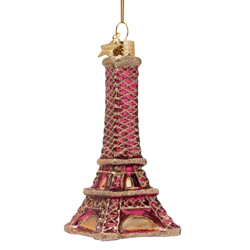 Eglīšu rotājums glass burgundy Eiffel tower H12cm